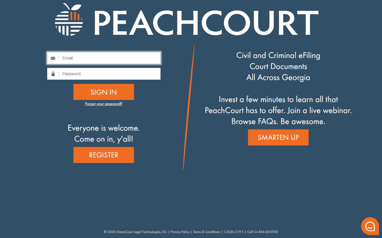 Chattooga County court records after arrest PeachCourt login page